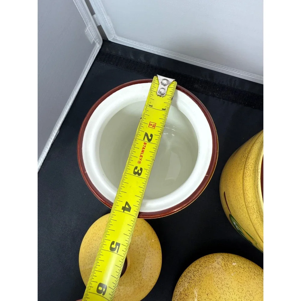 Vintage Italian‎ Style Yellow Cookie Jars Kitchen Storage Canisters Set of 2